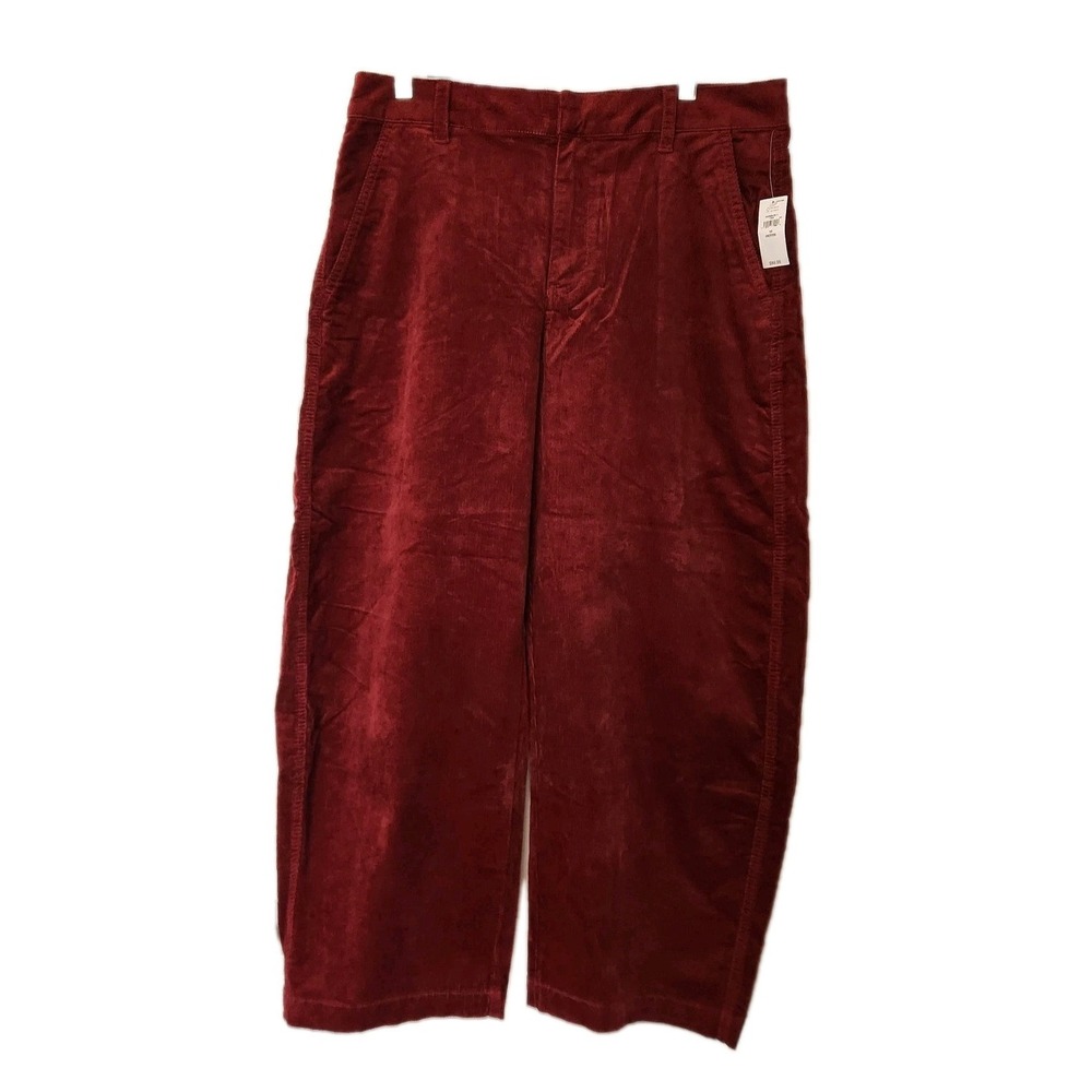 GAP 365 High Rise Corduroy Trouser Pants Women's 10 Petite Burgundy NWT Stretch